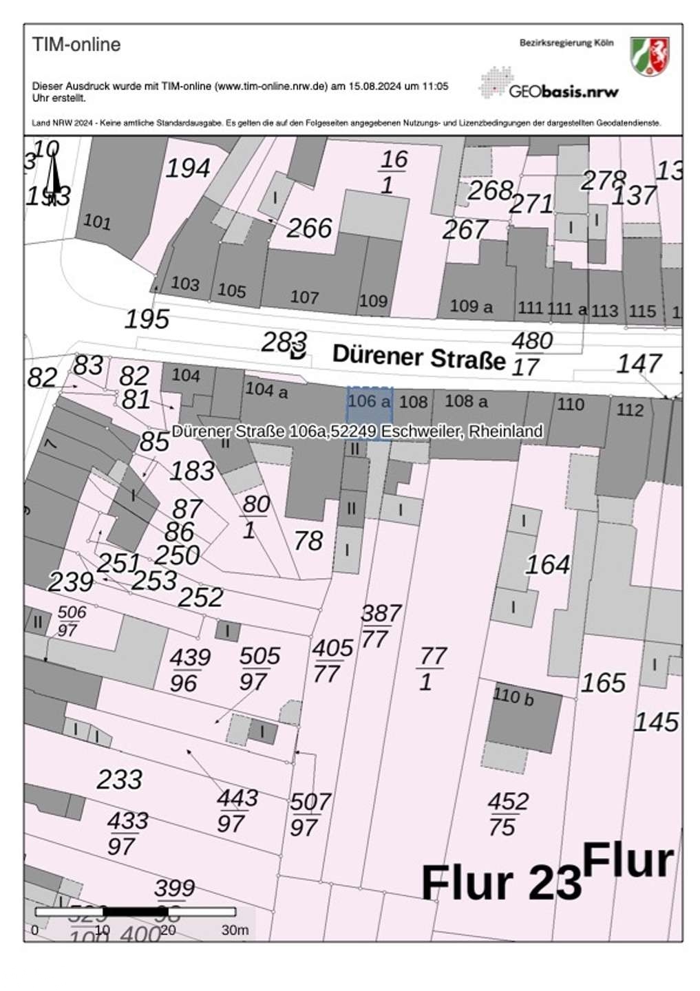 Flurkarte_Dürener Straße